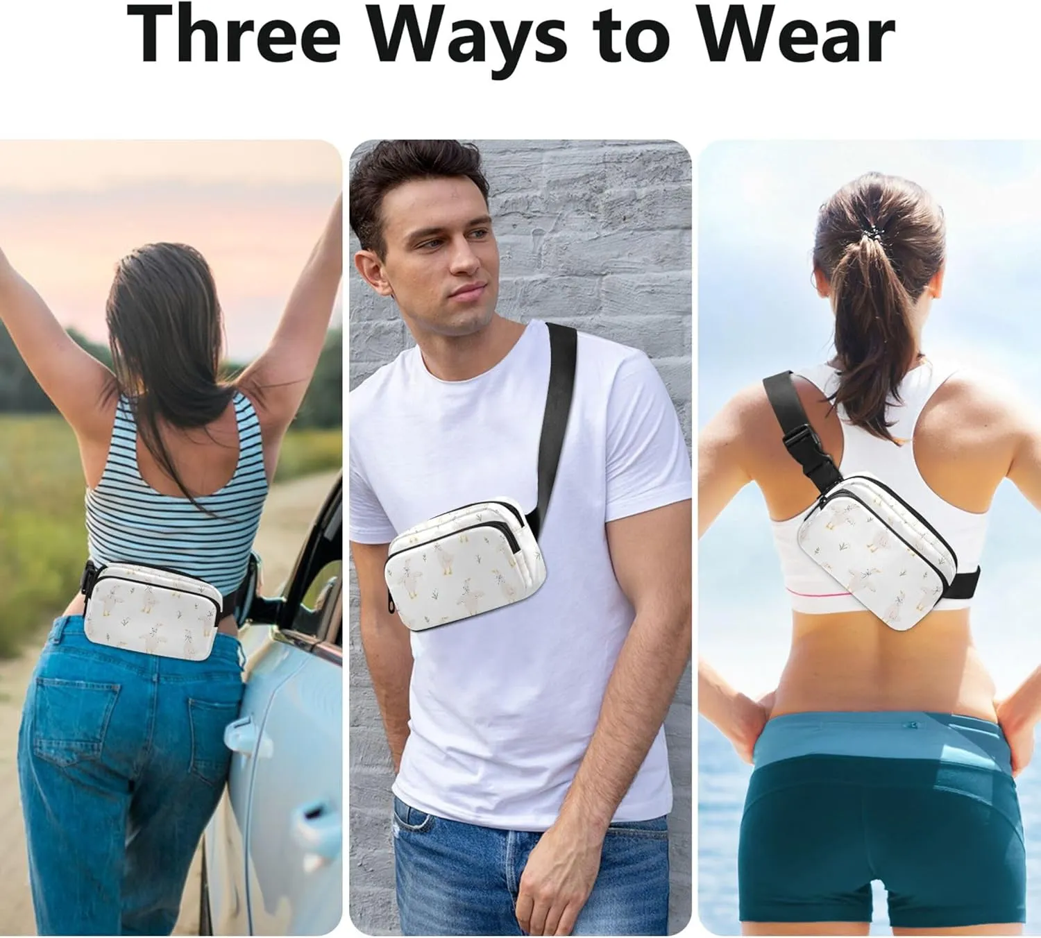 Custom Cartoon Duck Floral Cute Fanny Pack for Women Waterproof Belt Bags Hip Pack Cute Waist Pouch for Women