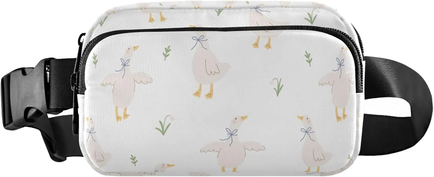 Custom Cartoon Duck Floral Cute Fanny Pack for Women Waterproof Belt Bags Hip Pack Cute Waist Pouch for Women