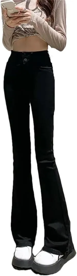 Dbdkejj Women High Waist New Lifting Hip Flared Slouchy Jeans Slimming Trousers