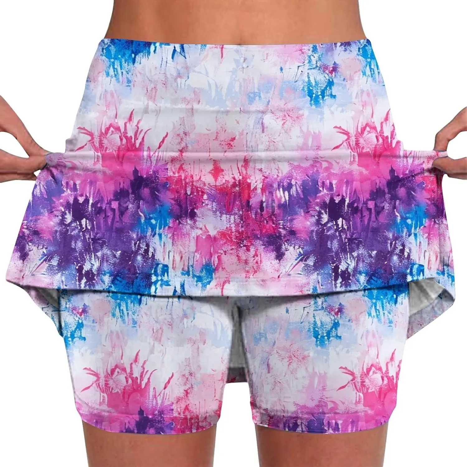 DDAPJ pyju Athletic Skorts for Women High Waist Golf Skorts Plus Size Summer Trendy Floral Printed Tennis Skirt with Shorts