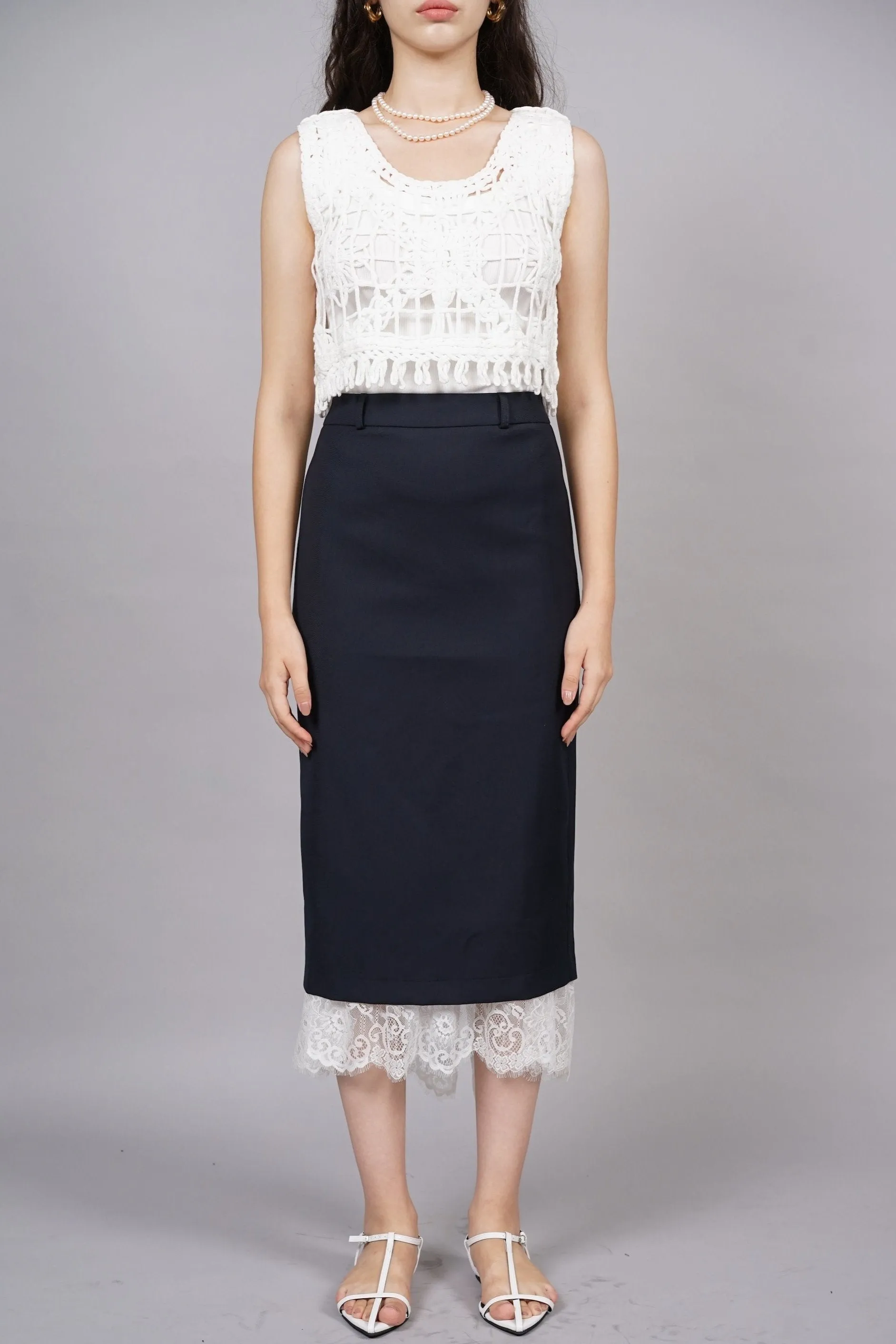 Dreamy Lace Skirt in Navy