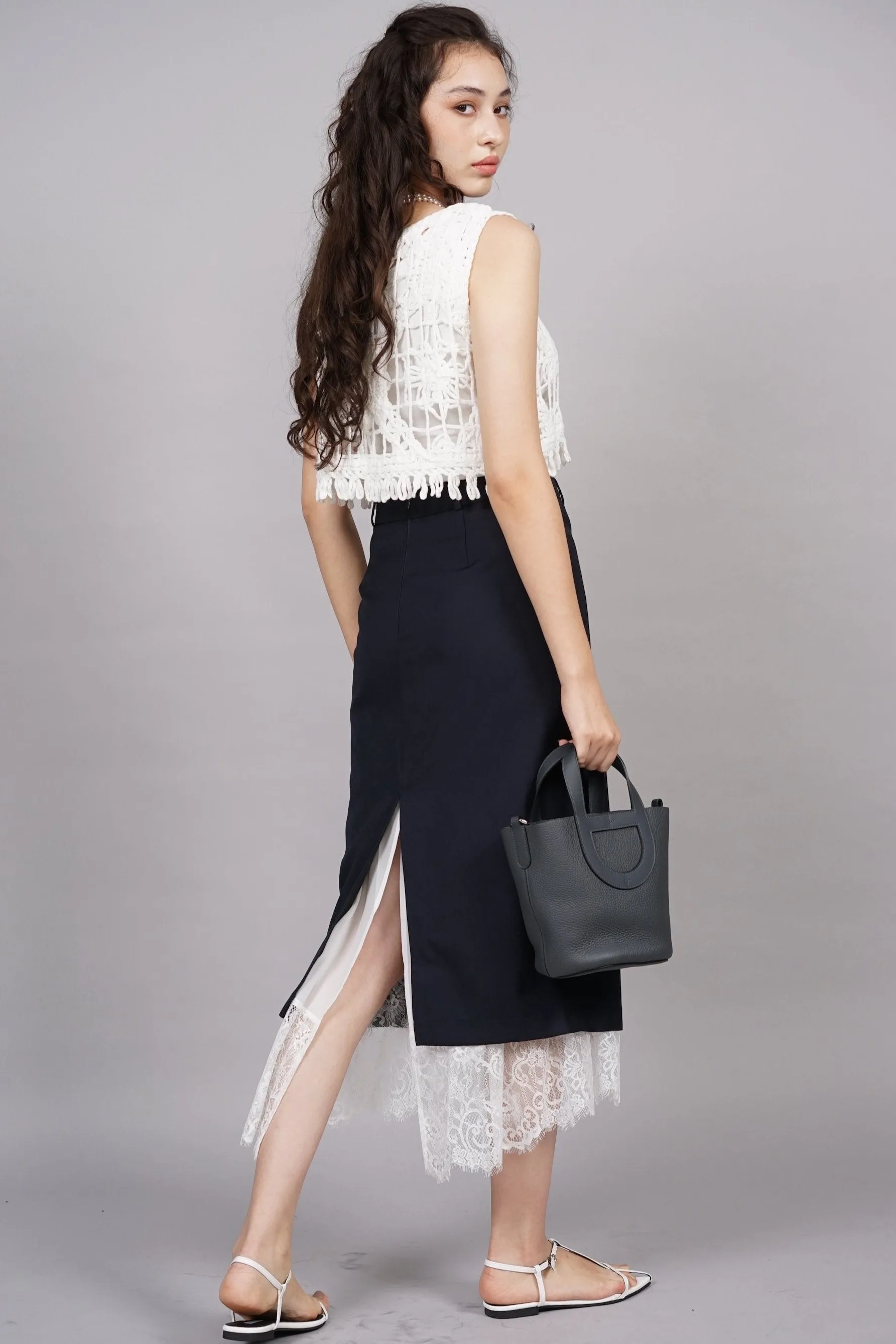 Dreamy Lace Skirt in Navy