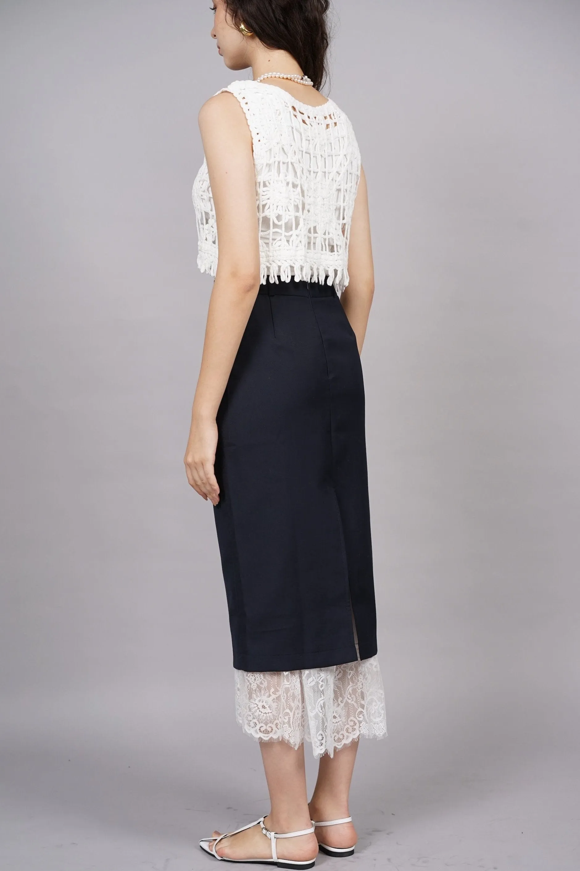 Dreamy Lace Skirt in Navy
