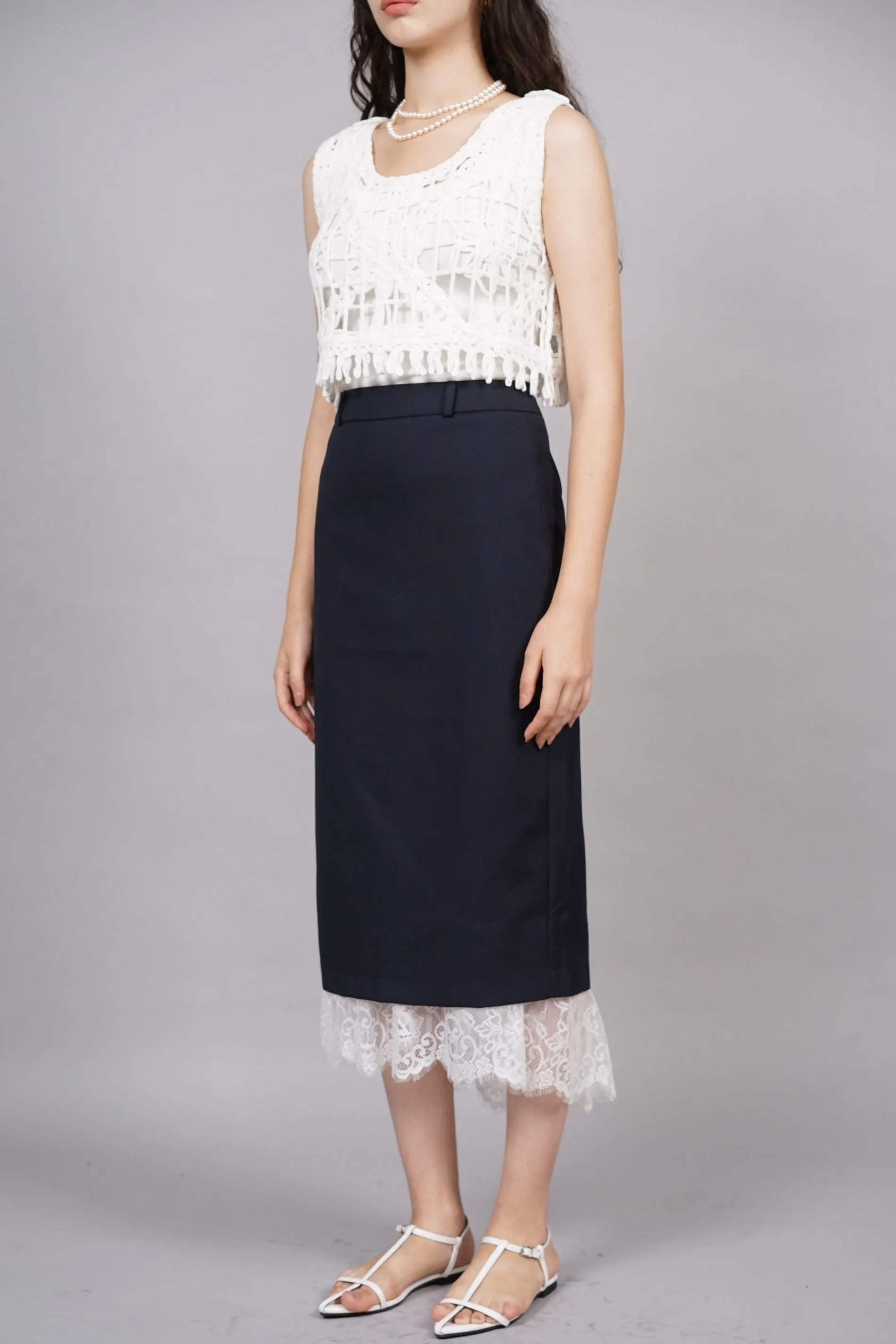 Dreamy Lace Skirt in Navy