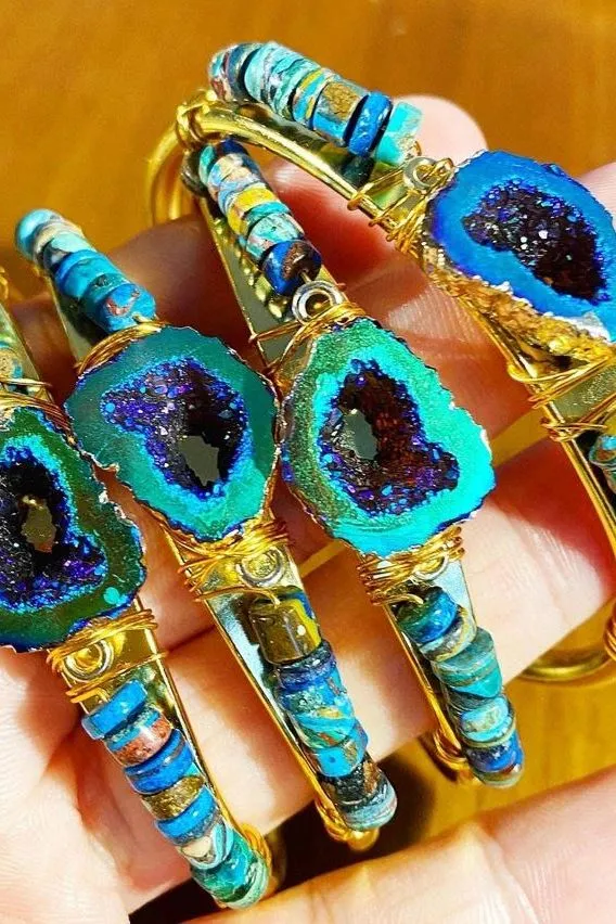 Druzy Crystal Cuff  by Etymology Jewelry
