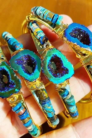Druzy Crystal Cuff  by Etymology Jewelry