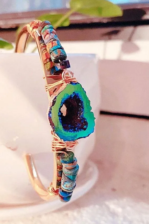 Druzy Crystal Cuff  by Etymology Jewelry