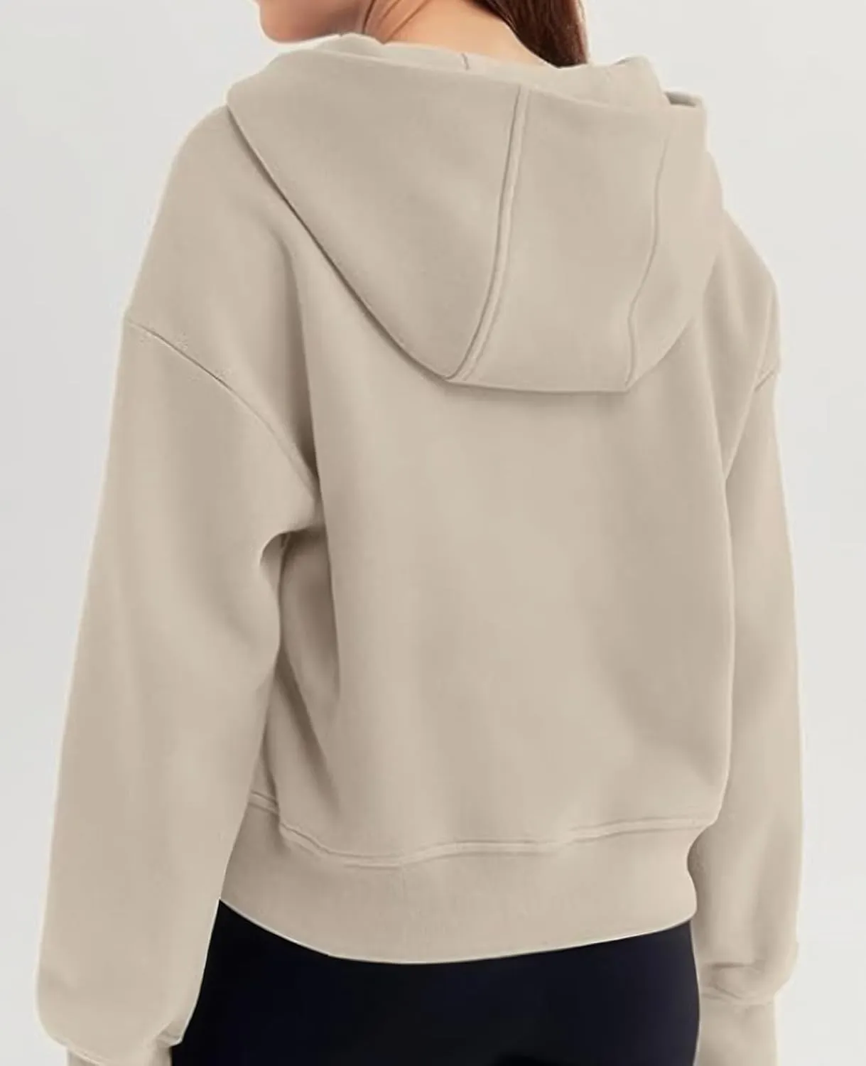 ebossy Womens Half Zip Sweatshirt Cropped Fleece Hoodies Long Sleeve Thumb Hole Oversized Pullovers with Pockets