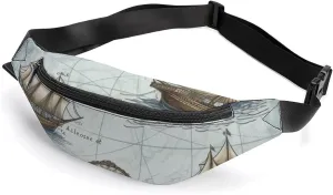 Fanny Pack for Men Women Boat Mapprinted Crossbody Belt Bags Sports Waist Bag ForTravel Running Hiking Walking Workout