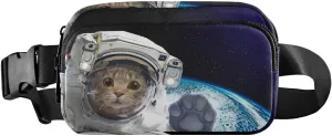 Fanny Pack for Women Men Astronaut Space Cat Belt Waist Pack Bum Bag Wallets for Running Cycling Hiking Travel Workout with Adjustable Strap