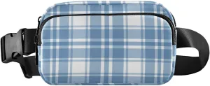 Fanny Pack for Women Men Blue Plaid Pattern Belt Waist Pack Bum Bag Wallets for Running Cycling Hiking Travel Workout with Adjustable Strap