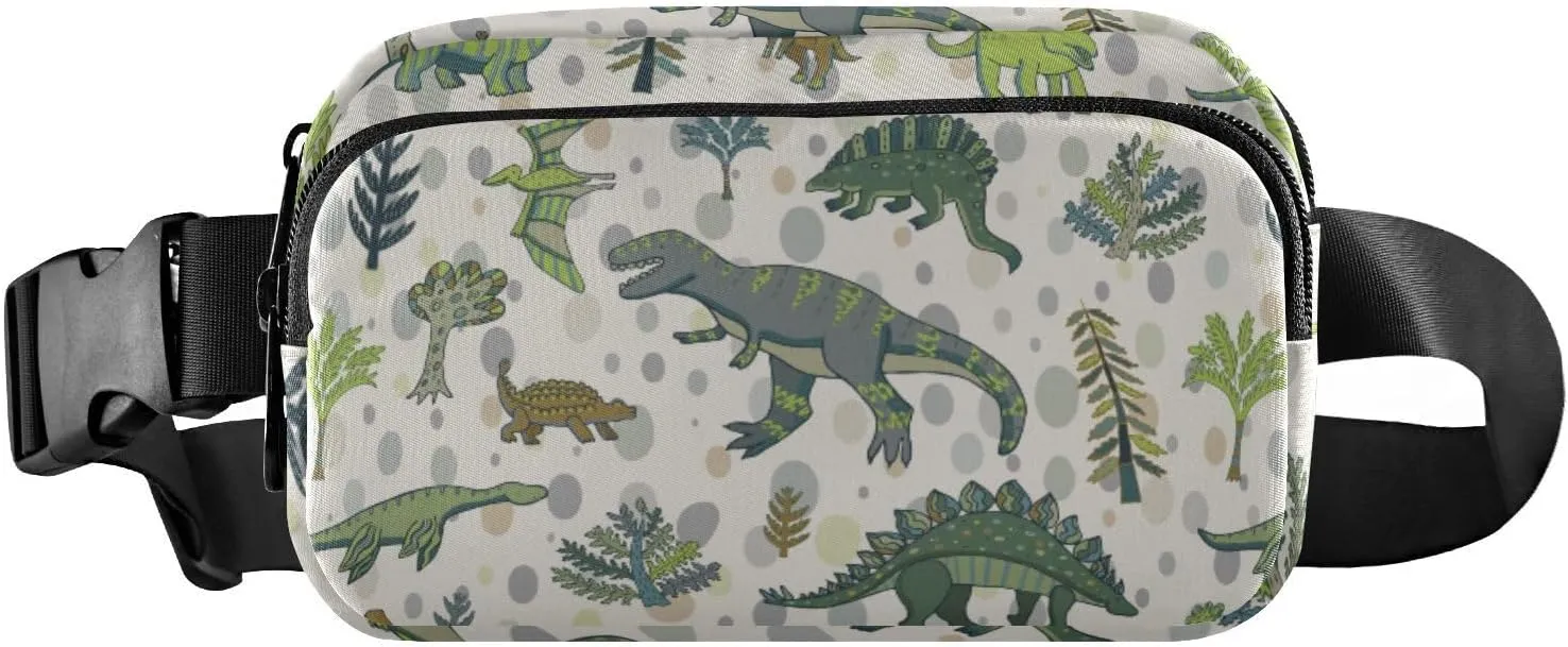 Fanny Pack for Women Men Dinosaur Palm Trees Belt Waist Pack Bum Bag Wallets for Running Cycling Hiking Travel Workout with Adjustable Strap