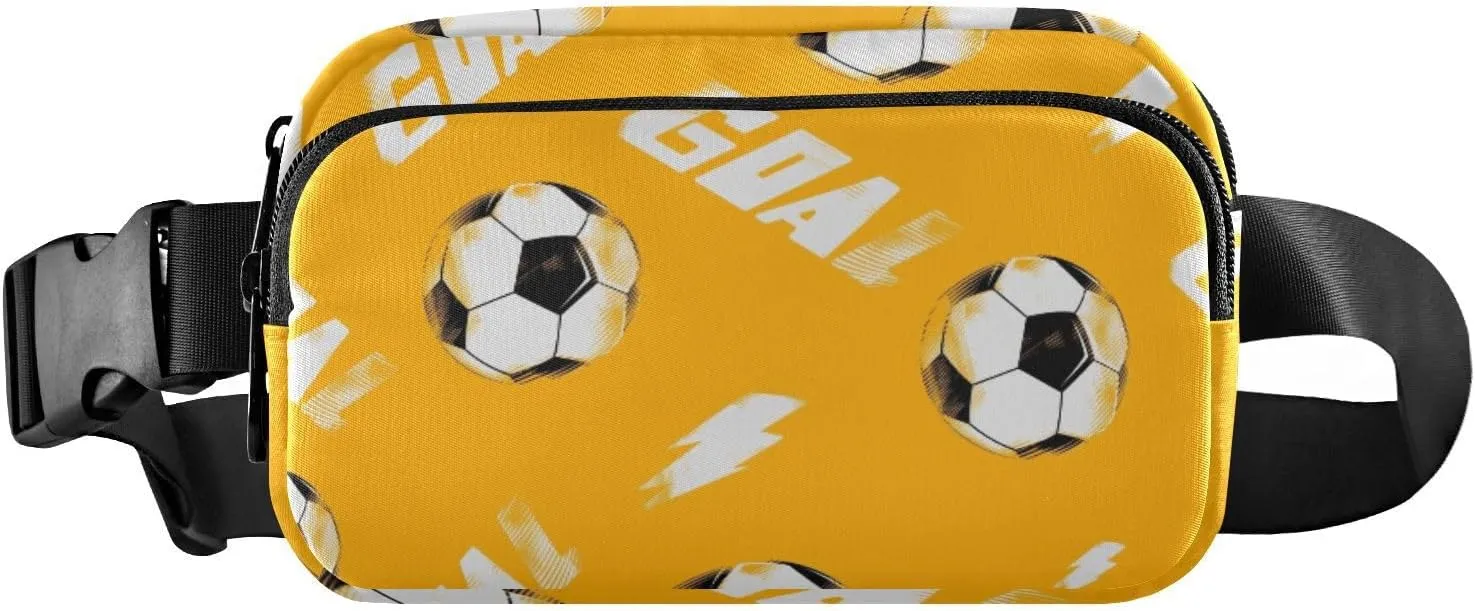 Fanny Pack for Women Men Football Yellow Belt Waist Pack Bum Bag Wallets for Running Cycling Hiking Travel Workout with Adjustable Strap
