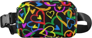Fanny Pack for Women Men Rainbow Colored Hearts Belt Waist Pack Bum Bag Wallets for Running Cycling Hiking Travel Workout with Adjustable Strap