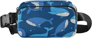 Fanny Pack for Women Men Whales Dark Blue Belt Waist Pack Bum Bag Wallets for Running Cycling Hiking Travel Workout with Adjustable Strap