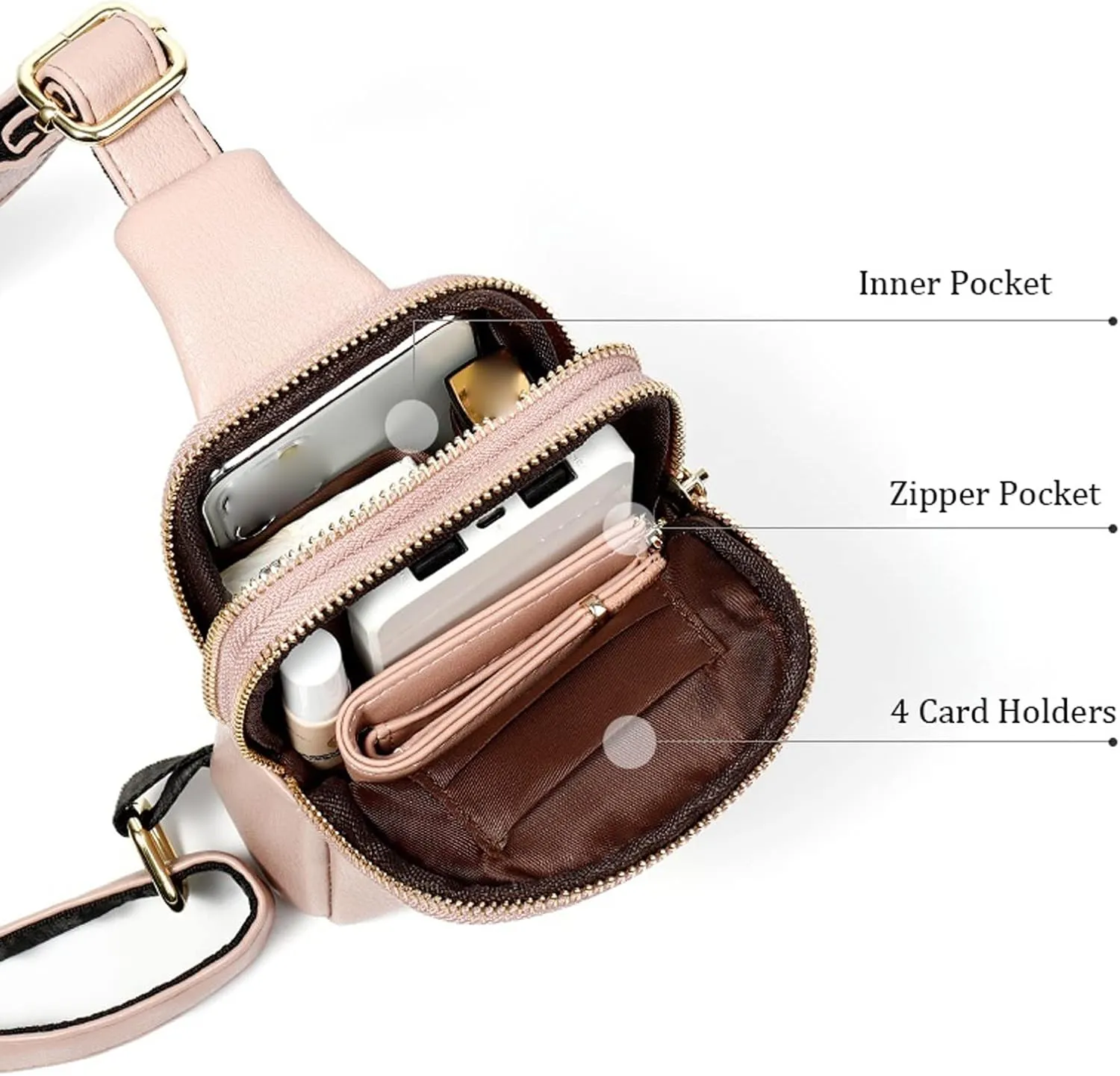 Fanny Pack Women Chest Bags PU Leather Fashion Waist Bag Mini Sports Messenger Bag Women Belt Bags Coin Purse (Pink)