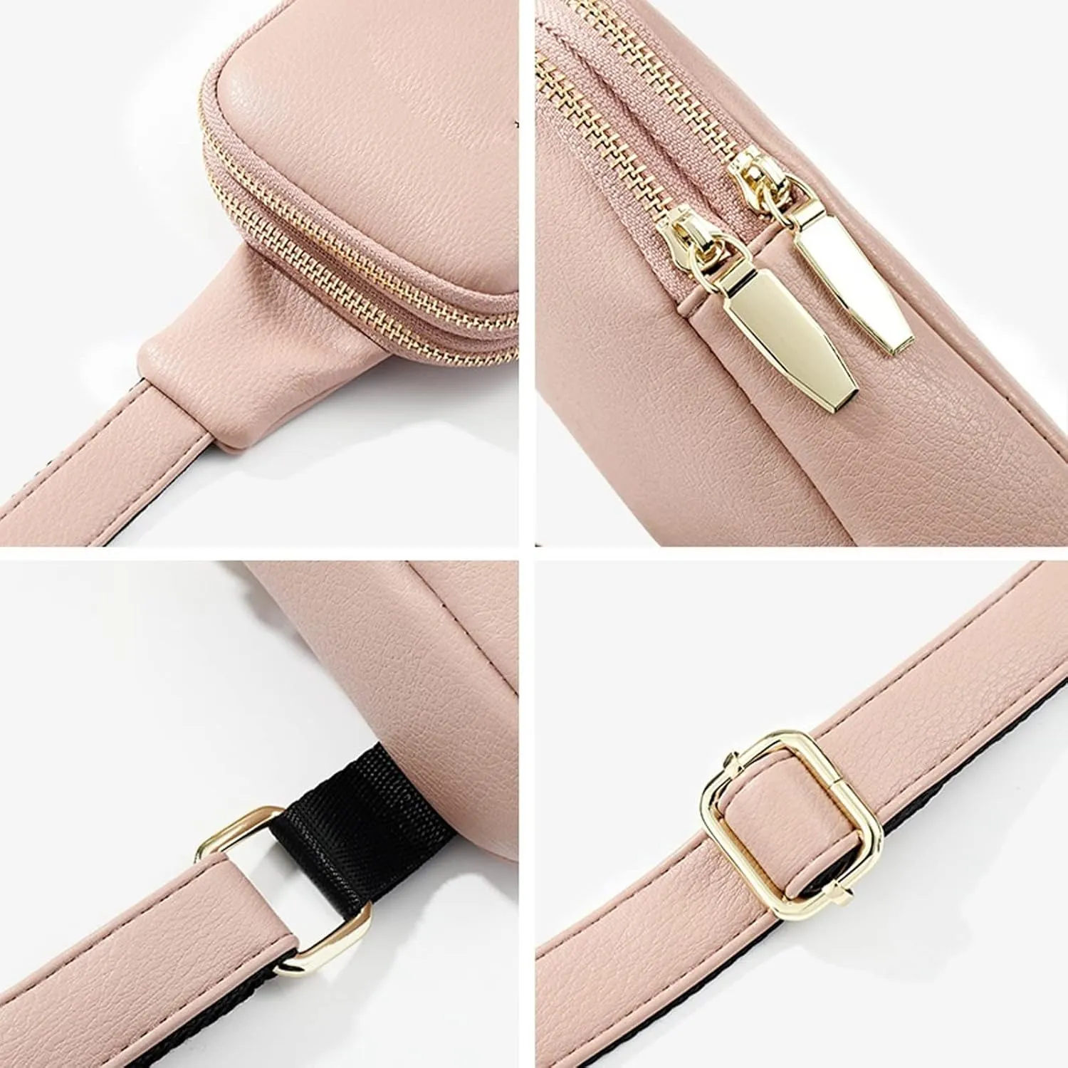 Fanny Pack Women Chest Bags PU Leather Fashion Waist Bag Mini Sports Messenger Bag Women Belt Bags Coin Purse (Pink)