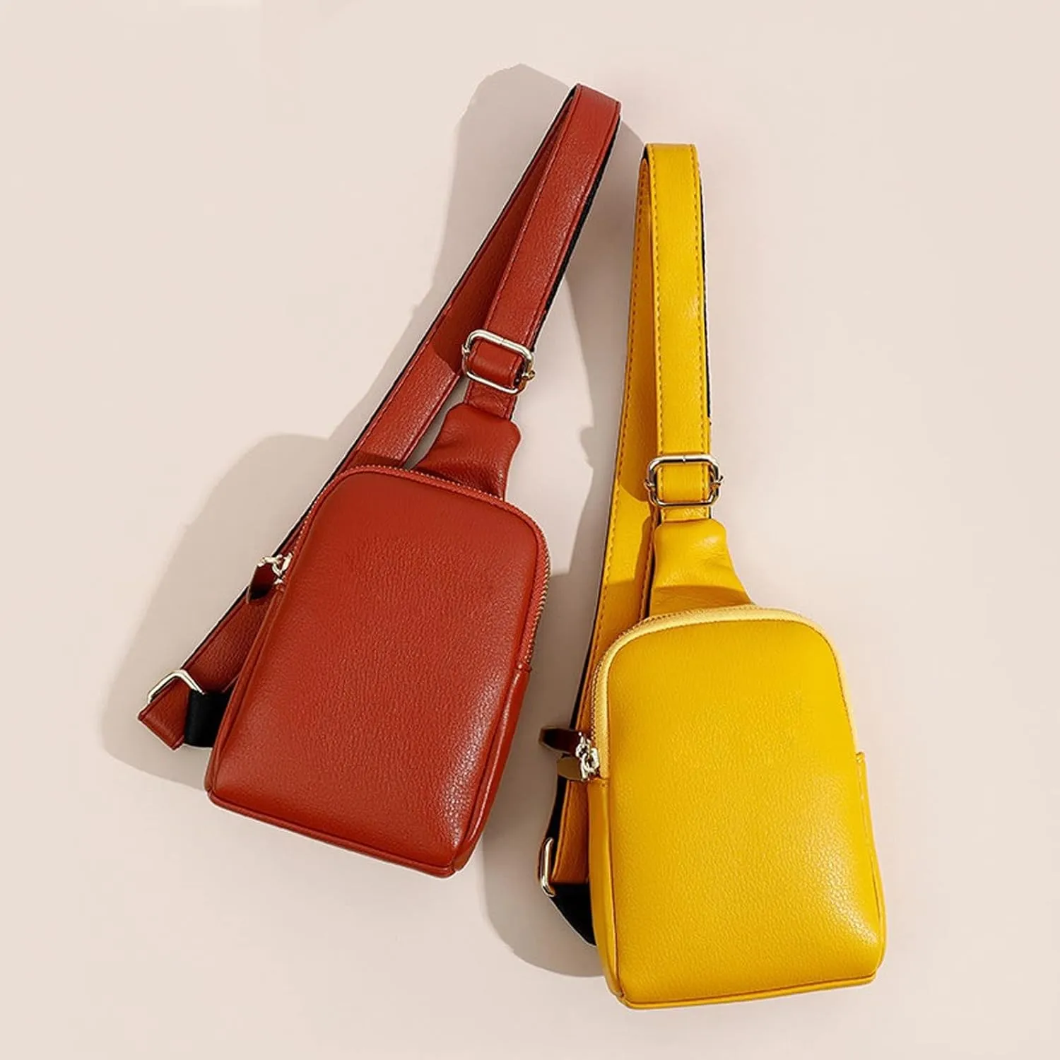 Fanny Pack Women Chest Bags PU Leather Fashion Waist Bag Mini Sports Messenger Bag Women Belt Bags Coin Purse (Red)
