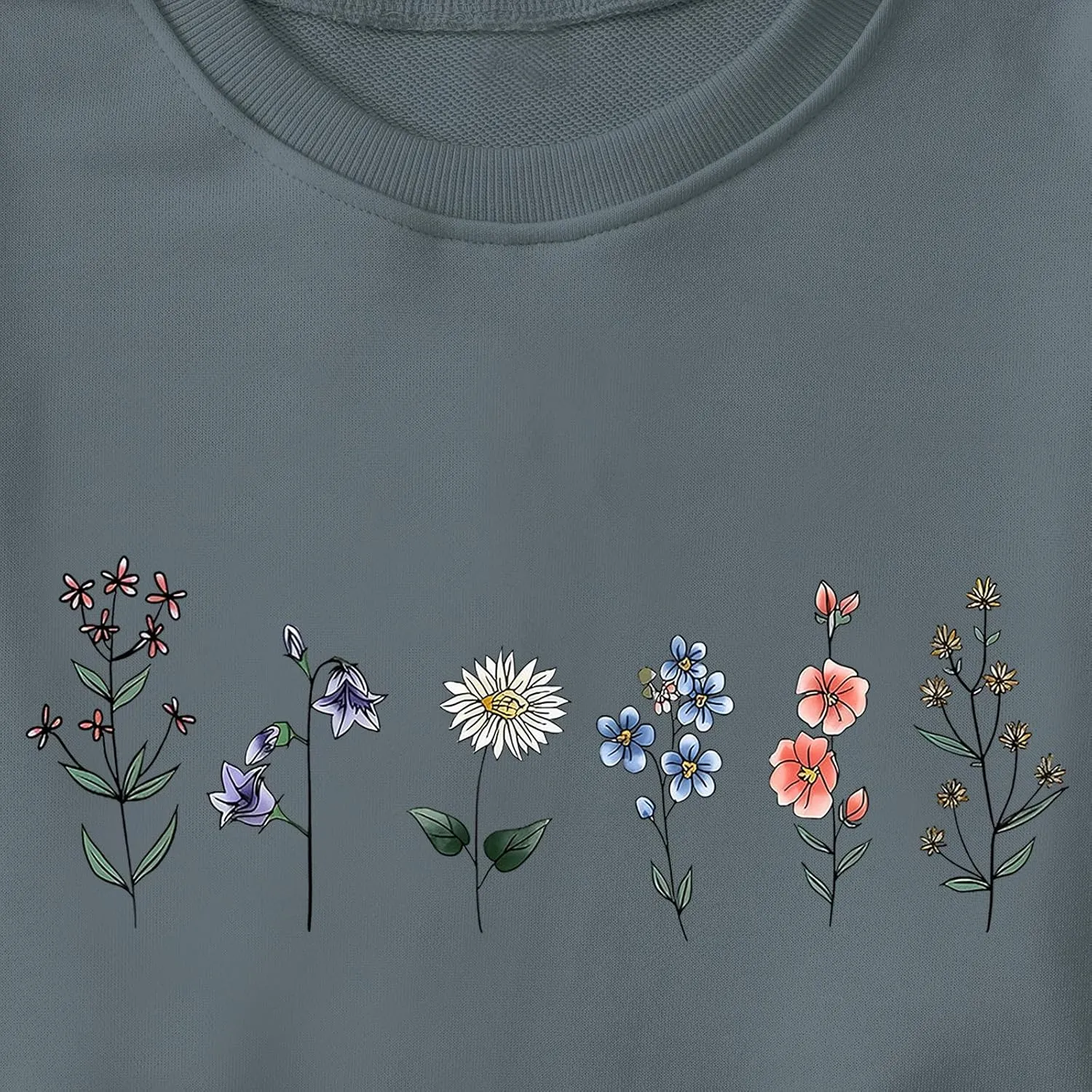 Flower Graphic Sweatshirt for Women Floral Printed Vintage Long Sleeves Shirt Crewneck Hoodie Loose Pullovers Tops