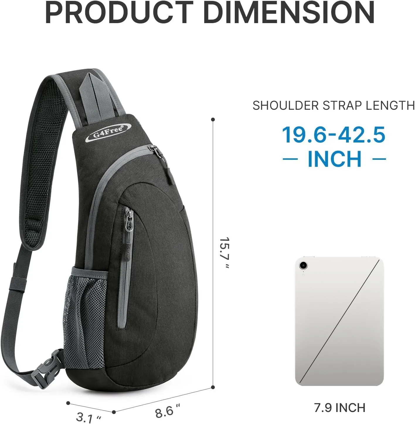 G4Free Sling Bags Men and Women Shoulder Backpack Small Crossbody Chest Sling Backpack (Dark Grey)