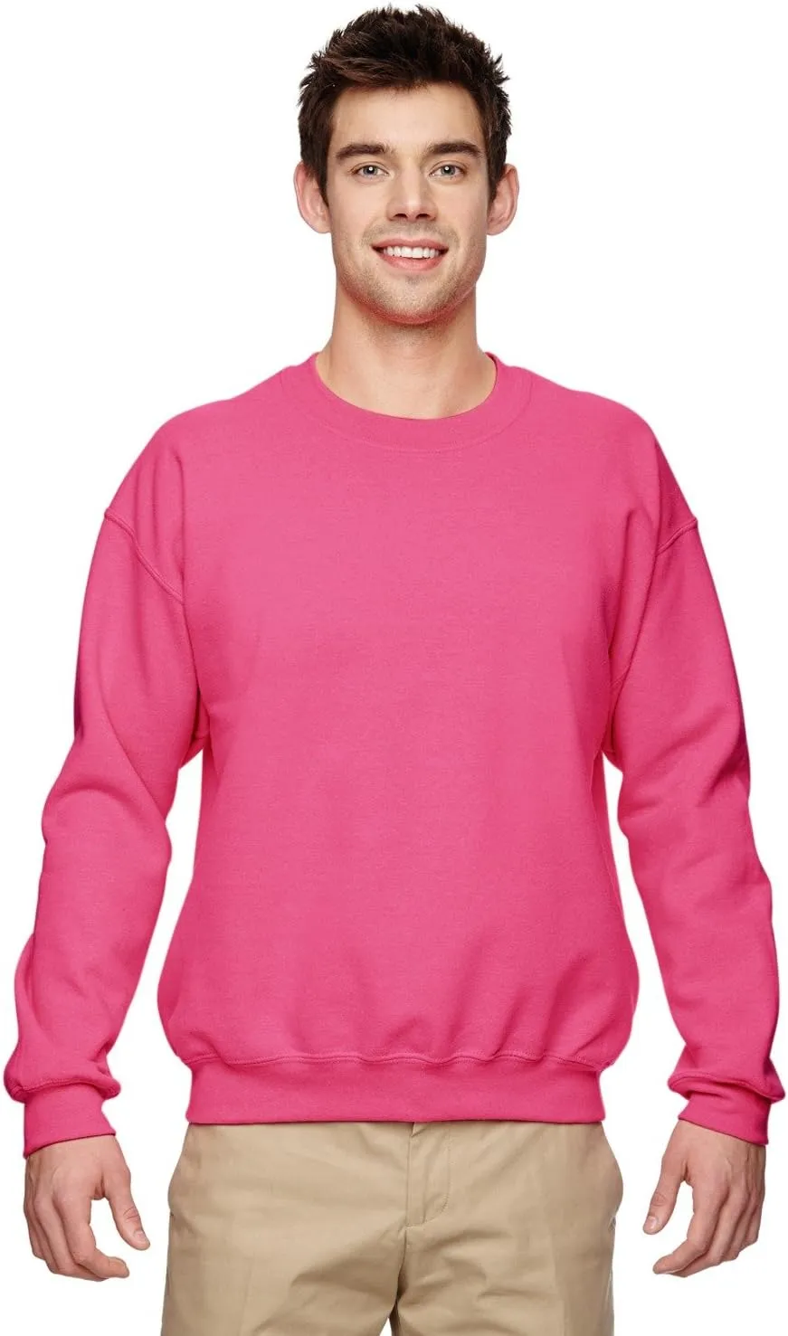Gildan Men's Heavyweight Waistband Sweatshirt, Safety Pink, M