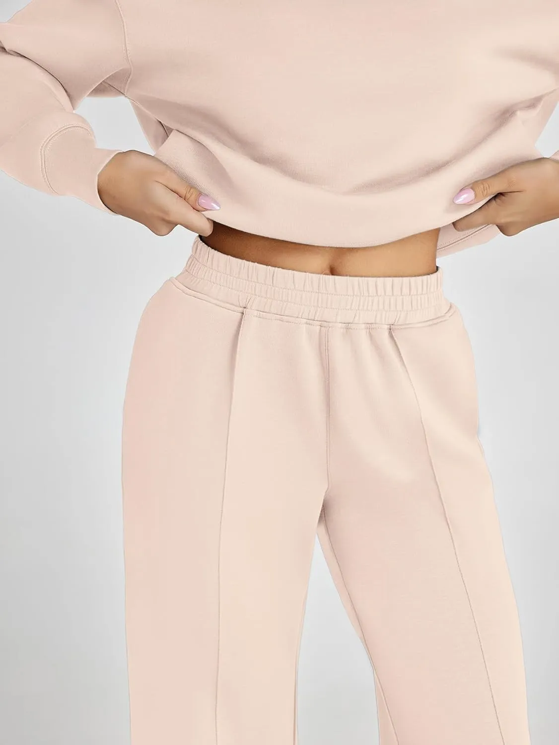 Glamaker Women's 2 Piece Sweatsuits Sets Long Sleeve Pullover Tops Wide Leg Pants Casual Lounge Sweat Sets Fall Outfits