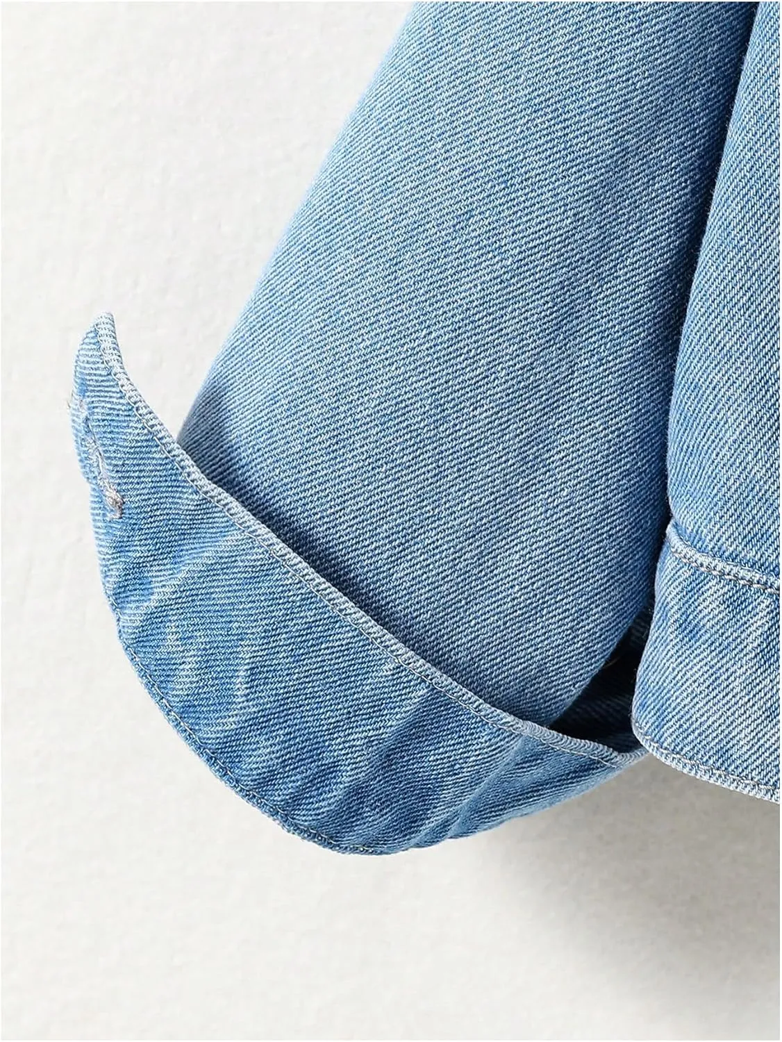 GORGLITTER Girl's Long Sleeve Denim Jacket Coat Button Down Distressed Raw Trim Collar Cropped Jacket