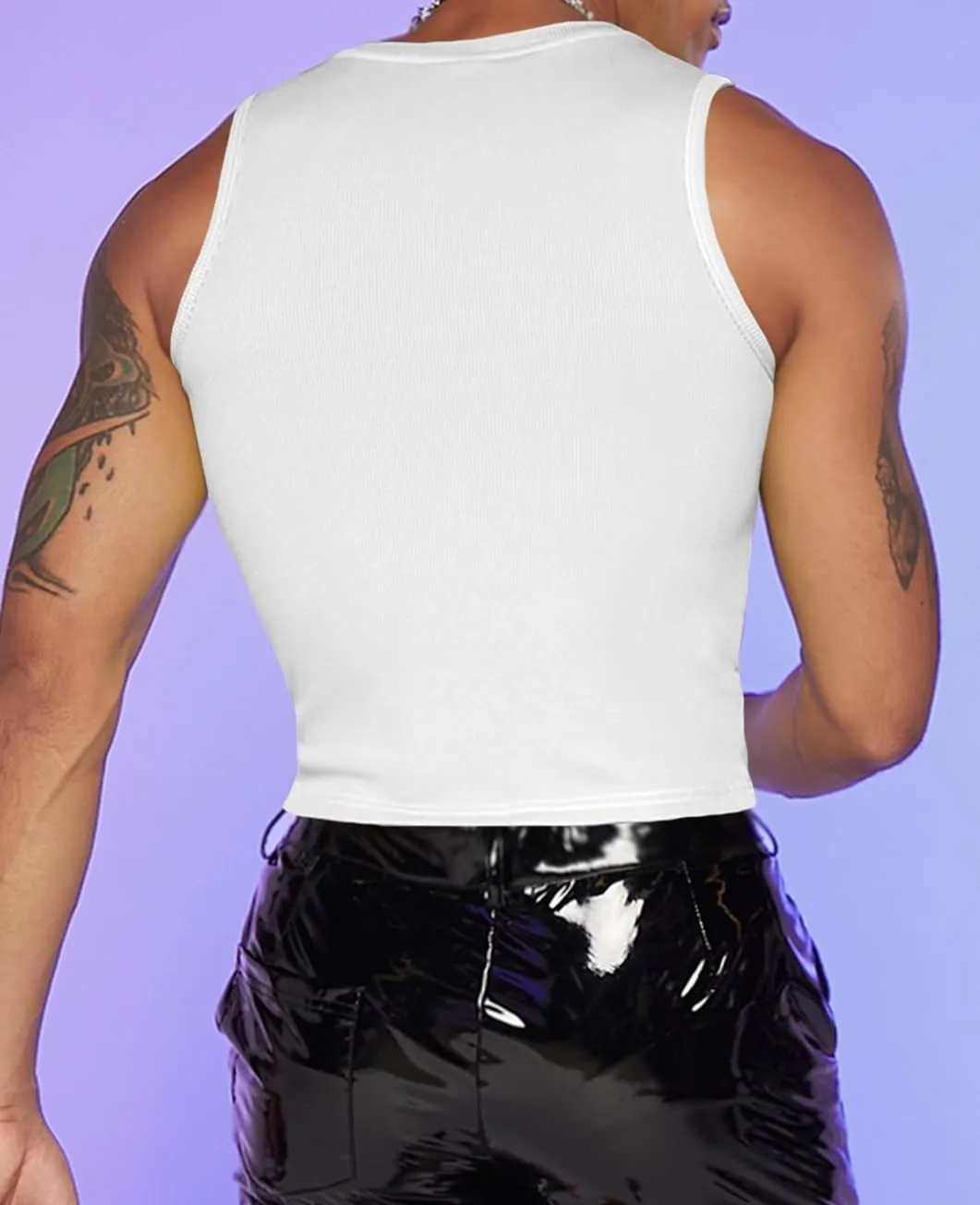 GORGLITTER Men's Fashion Workout Neon Crop Tank Top Slim Fit Hot Shirts