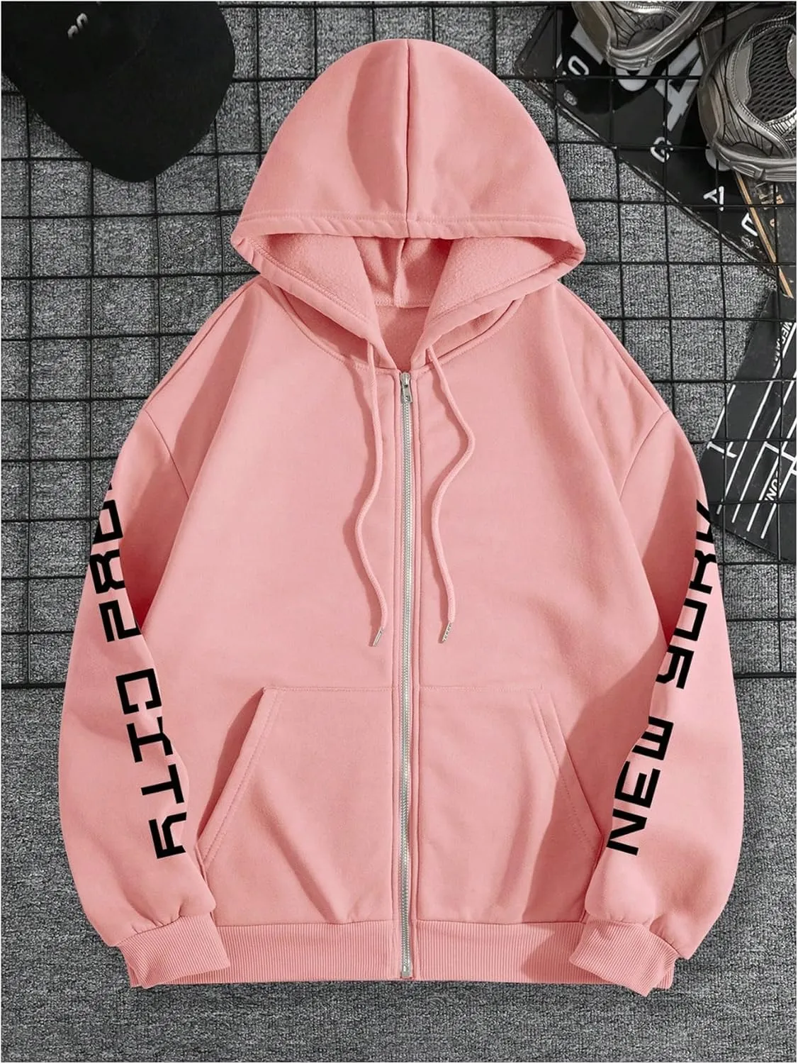 GORGLITTER Women's Car Graphic Zip Up Hooded Sweatshirt with Pocket Casual Oversized Fleece Hoodie Jacket