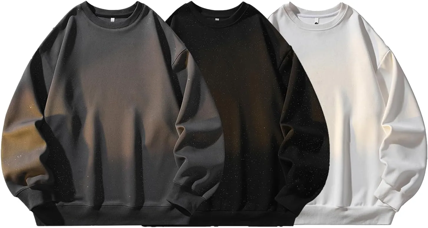GURUNVANI Glitter Crewneck Sweatshirt Mens Heavyweight Pullover Shirt Sparkle Partywear