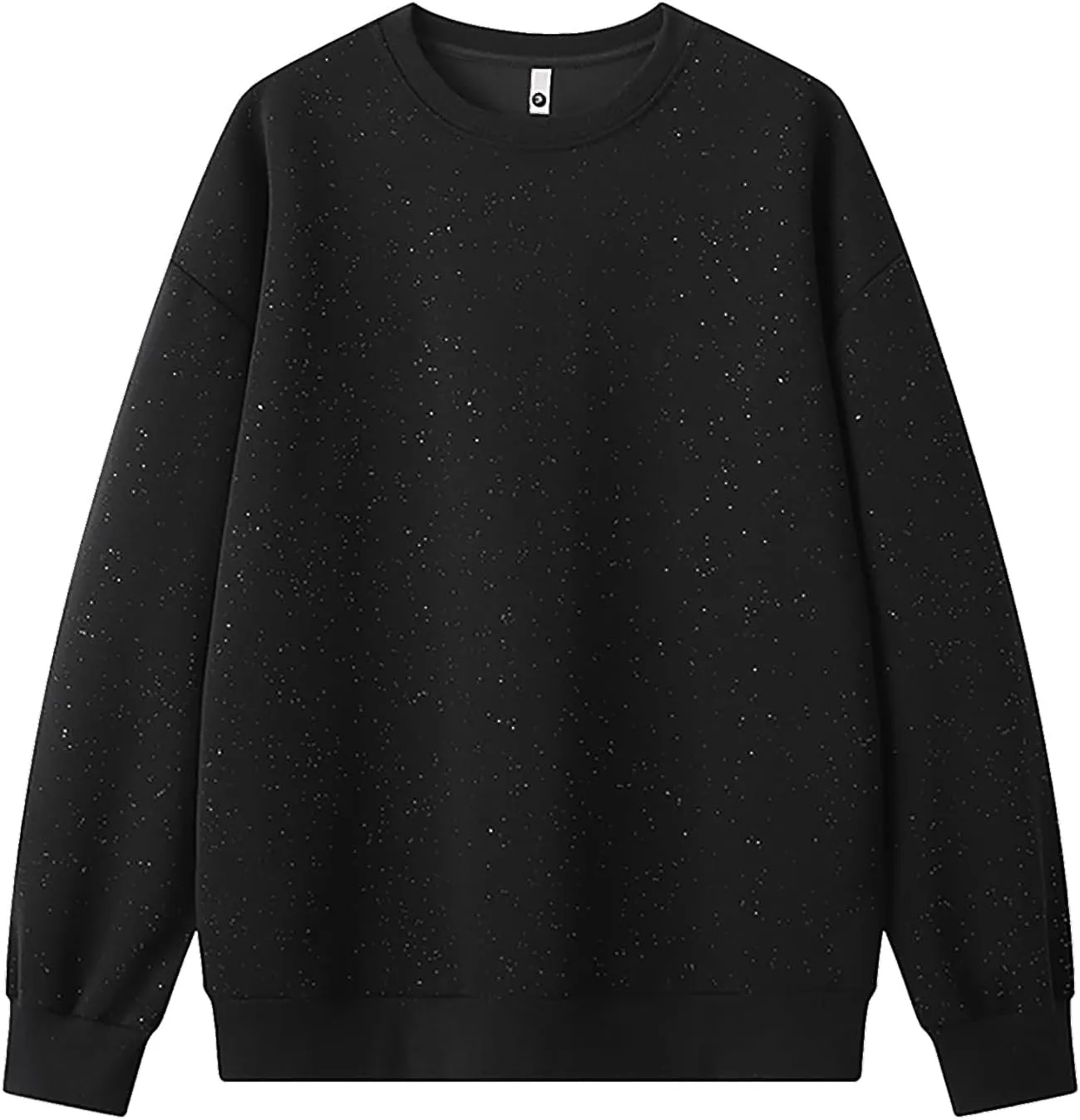 GURUNVANI Glitter Crewneck Sweatshirt Mens Heavyweight Pullover Shirt Sparkle Partywear