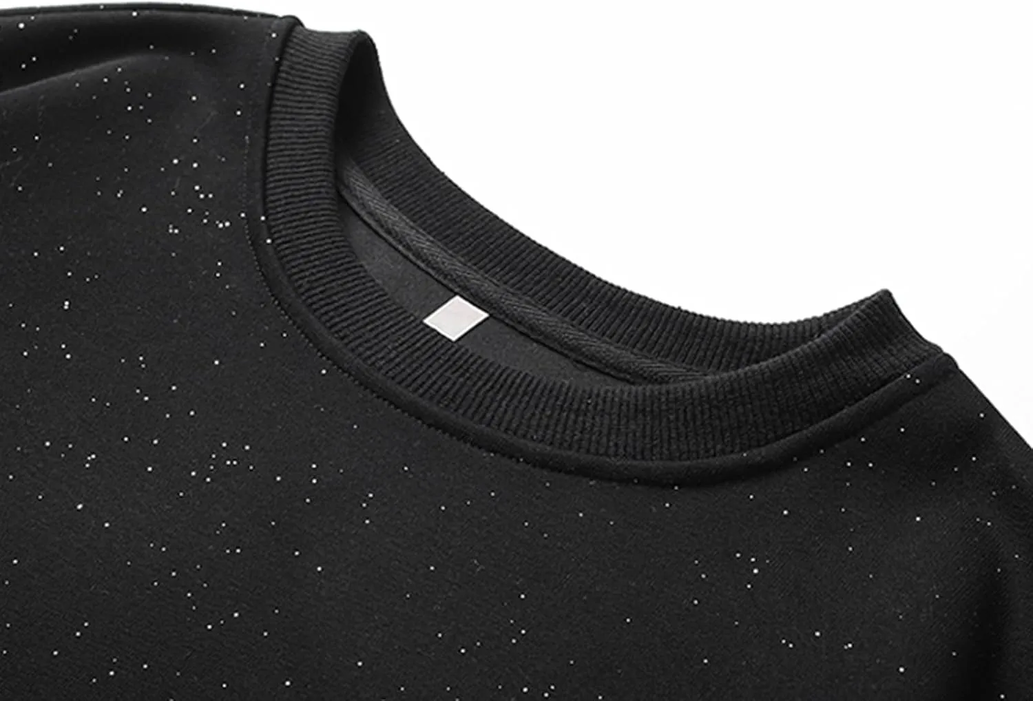 GURUNVANI Glitter Crewneck Sweatshirt Mens Heavyweight Pullover Shirt Sparkle Partywear