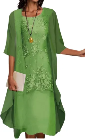Guteidee Two Piece Set Maxi Dress for Womens Chiffon Cardigan Wedding Guest Floral Print Midi Dresses