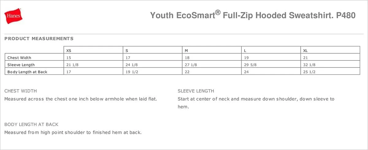 Hanes Youth ComfortBlend Full-Zip Hood 7.8 oz