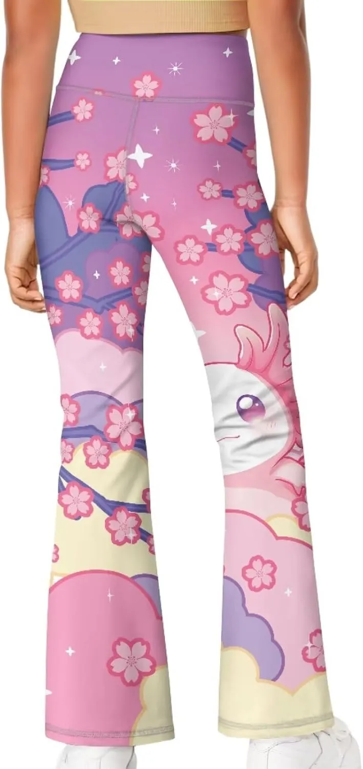 High Waist Yoga Pants Casual Long Flared Leggings Tight Sweatpants for 5-14 Girls