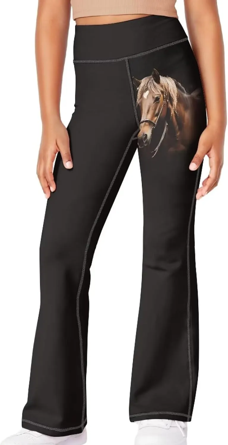 High Waist Yoga Pants Casual Long Flared Leggings Tight Sweatpants for 5-14 Girls