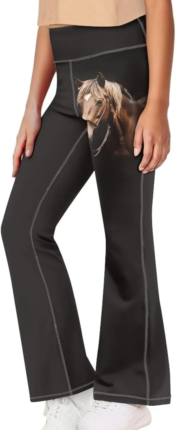 High Waist Yoga Pants Casual Long Flared Leggings Tight Sweatpants for 5-14 Girls