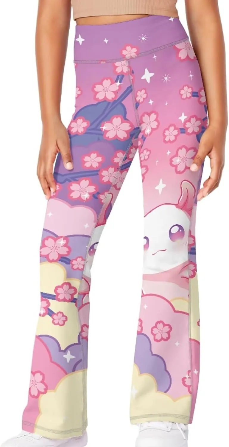 High Waist Yoga Pants Casual Long Flared Leggings Tight Sweatpants for 5-14 Girls