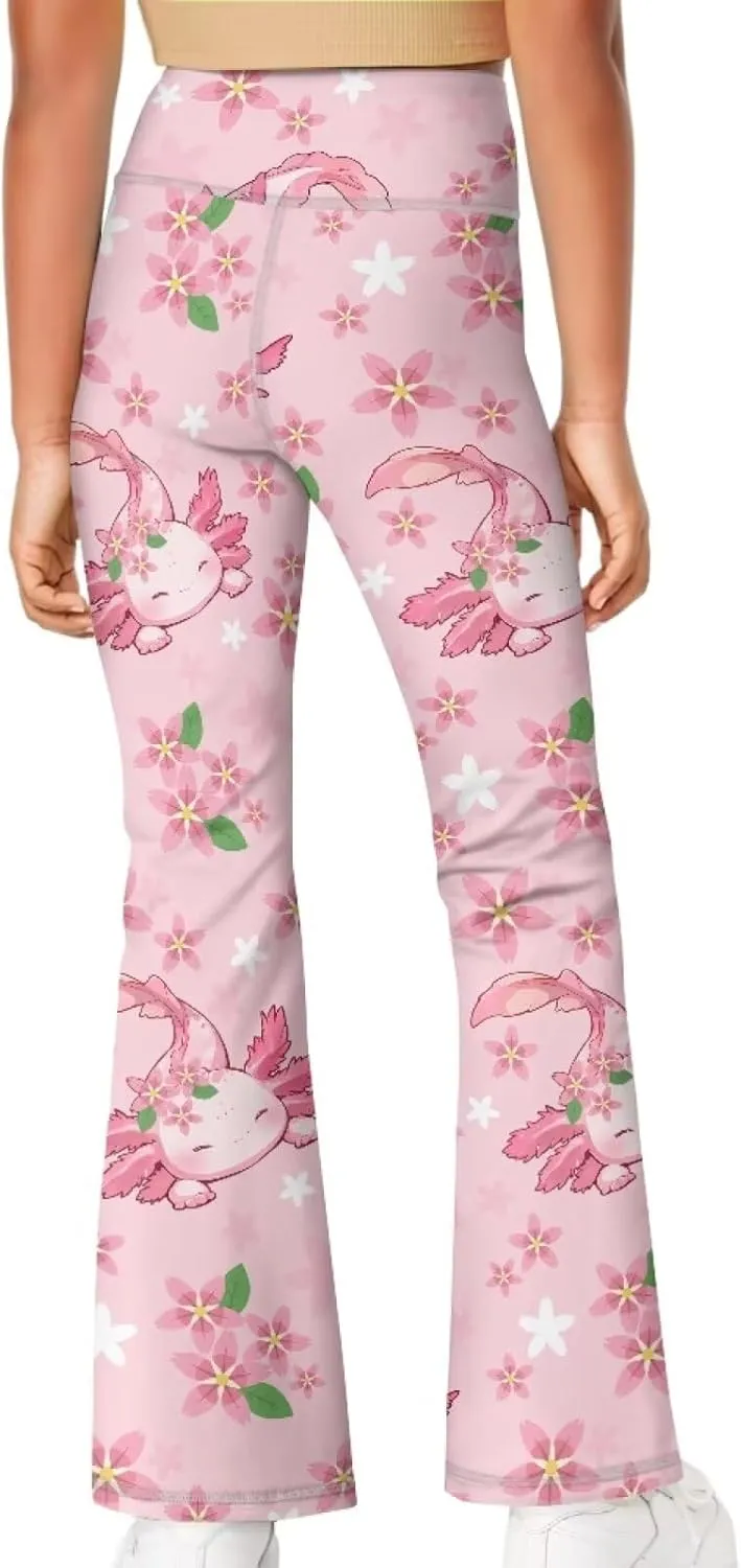 High Waist Yoga Pants Casual Long Flared Leggings Tight Sweatpants for 5-14 Girls