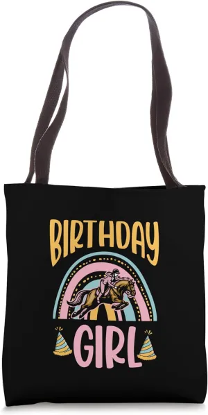 Horse Themed Birthday Girl Boho Style Bohemian Rainbow Tote Bag
