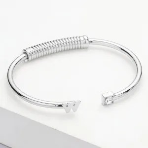 iLLASPARKZ -W- Monogram Brass Metal Round Stone Tip Cuff Bracelet