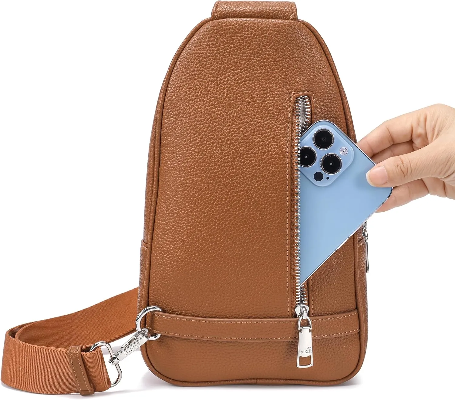 INICAT Crossbody Sling Bags Fanny Packs Leather Purses Chest Bag for Women