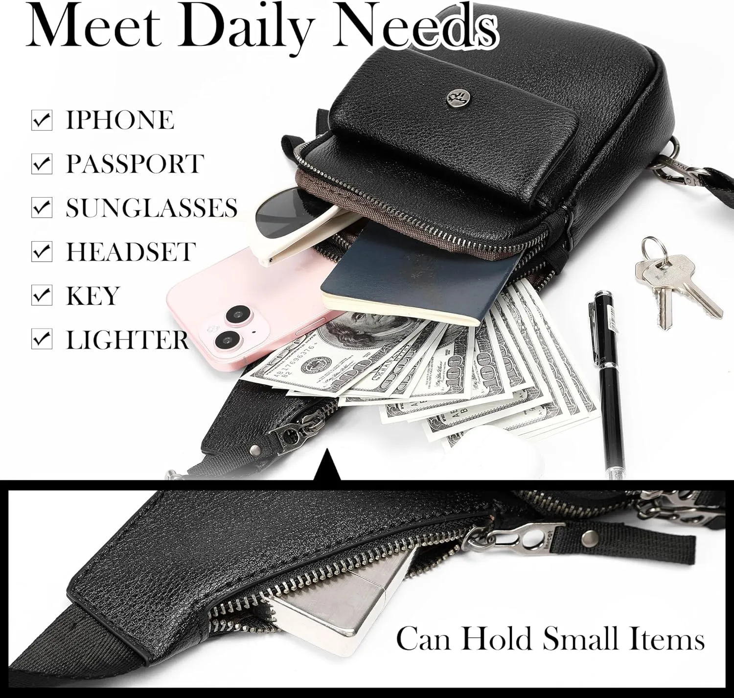 INICAT Small Crossbody Sling Bags Travel Fanny Packs Purse for Women