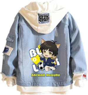 ISaikoy Anime BLUE LOCK Denim Jacket Isagi Yoichi Jeans Sweatshirt Sweater Hoodie Pullovers Fleeces Costume
