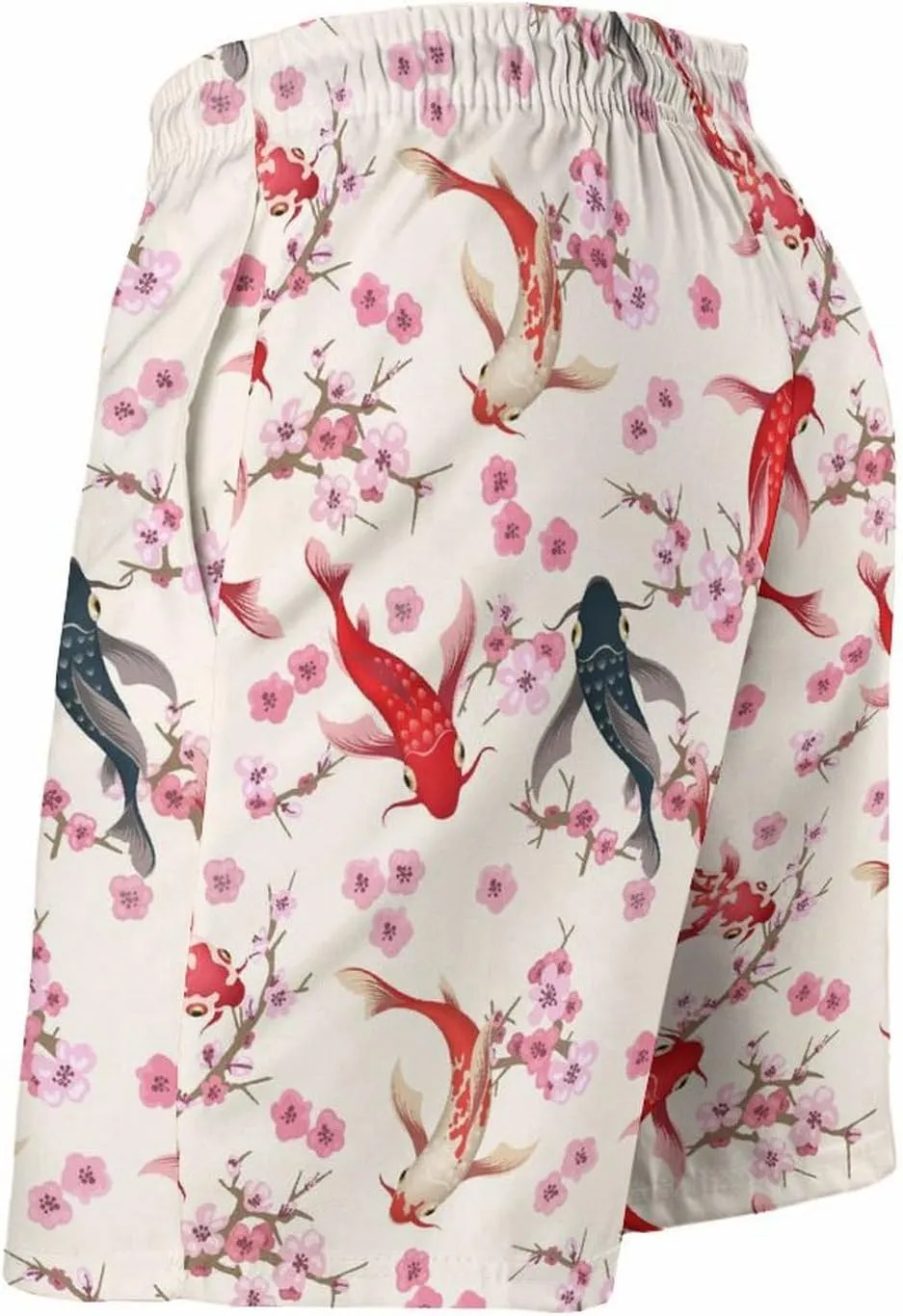Japanese Fish Cherry Florals Men's Swim Trunks Quick Dry Bathing Suit Swimming Shorts Beach Swimwear