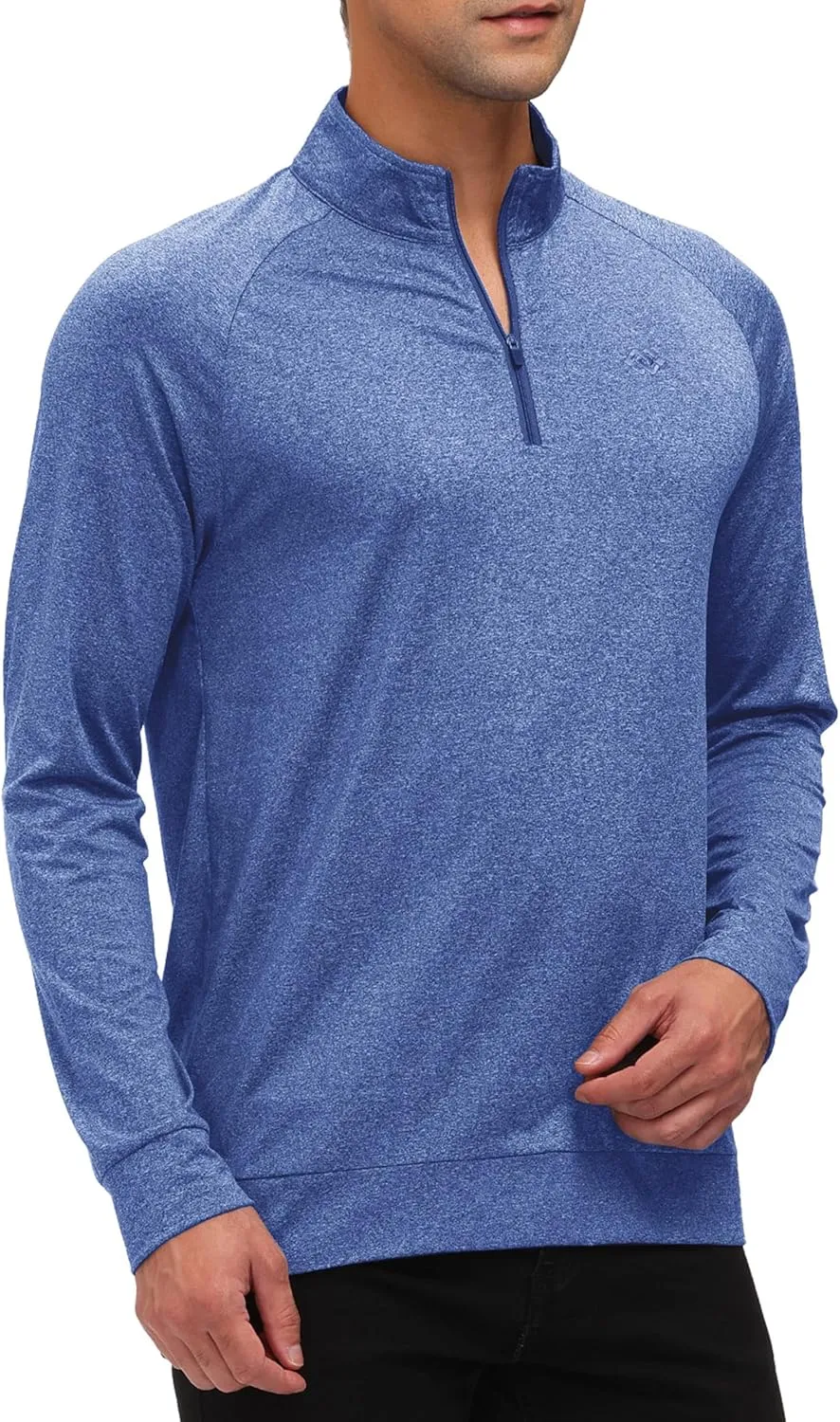 JINSHI Mens Long Sleeve Quarter Zip Pullover Stand Collar Active Golf Polo Shirt 1/4 Zipper Fleece Lining Workout Top