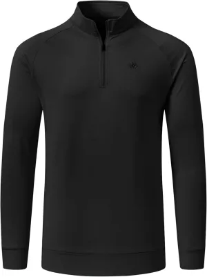 JINSHI Mens Long Sleeve Quarter Zip Pullover Stand Collar Active Golf Polo Shirt 1/4 Zipper Fleece Lining Workout Top