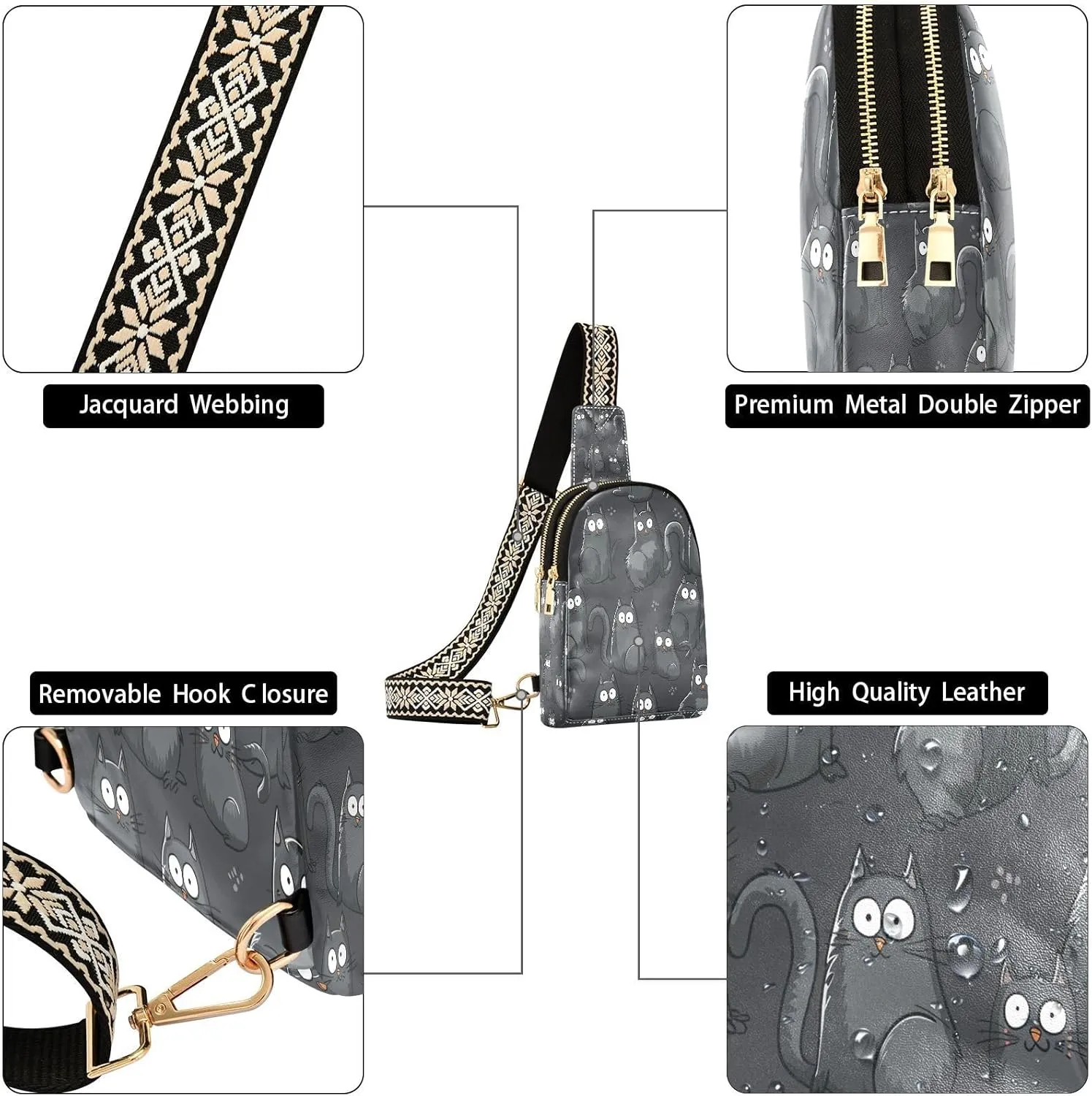 JSTEL Leather Crossbody Sling Bags for Women,Leather Crossbody Purses Leather Crossbody Bag Sling Purse