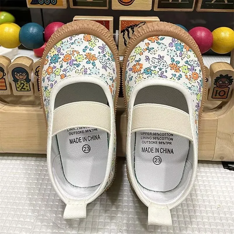 Kids Girl Fashion Flower Canvas Shoes for School Walking Running Travel