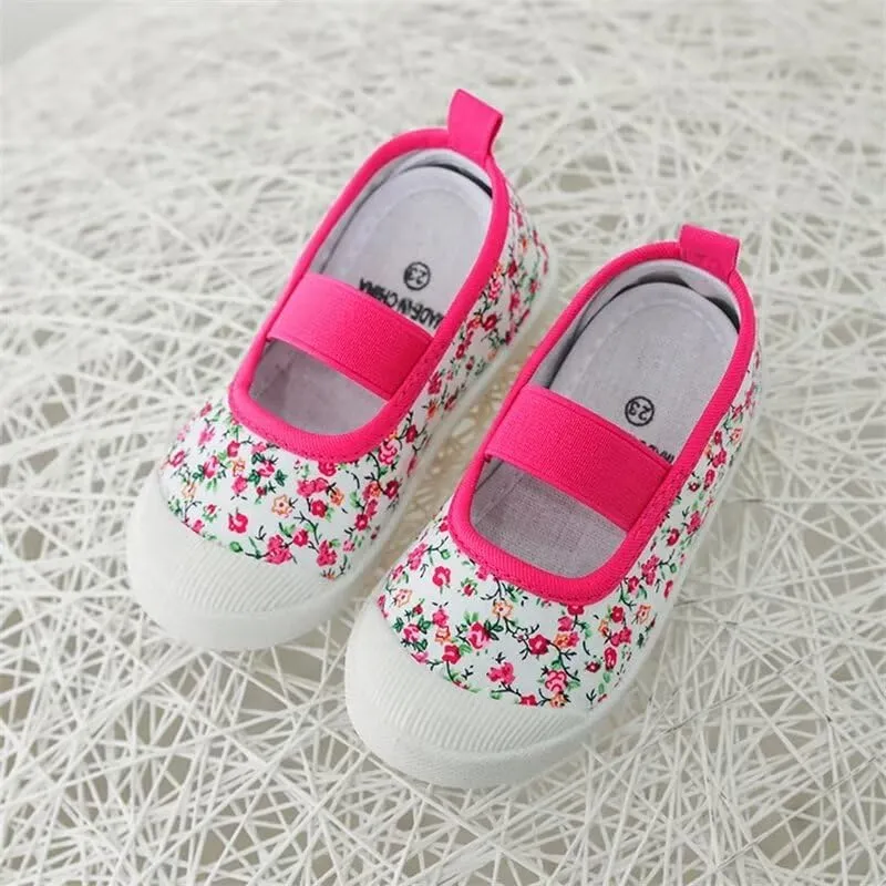 Kids Girl Fashion Flower Canvas Shoes for School Walking Running Travel